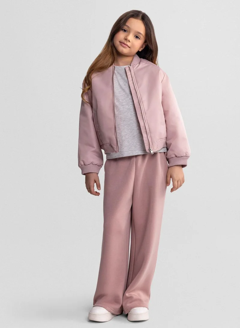 مينوتي Girls wide leg joggers pink elastic waistband